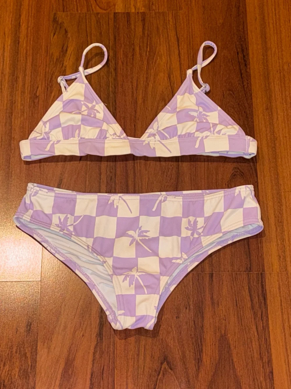 Billabong Kids Bikini Purple White Palm Set $66 Size 12 Nordstrom Vineyard Vine